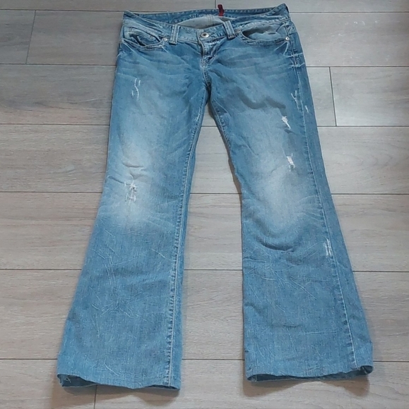 Guess Daredevil Flare Leg Blue Jeans Size 32 - Picture 10 of 11